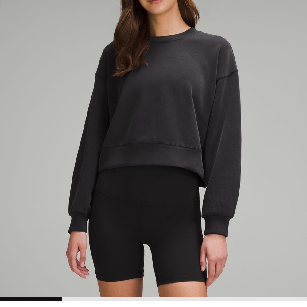 Black Cropped Sweatshirt and Shorts Set
